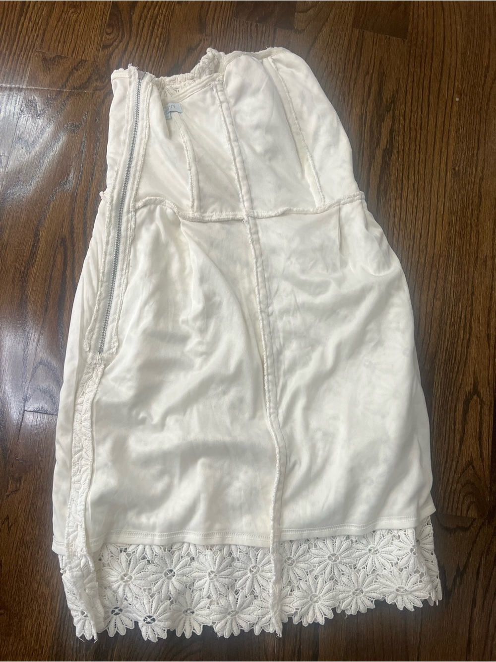 Strapless White Floral Lace Mini Dress - Picture 8 of 8
